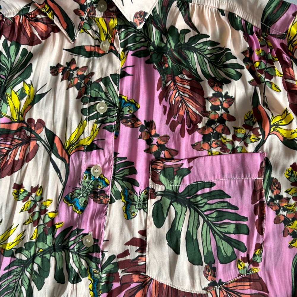 Free People Womens Long Sleeve Under The Palms Button Up Floral Resort Blouse XS - Picture 4 of 10